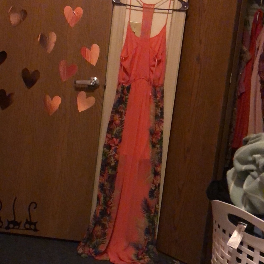 Orange floral dress